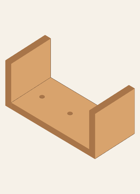 The two square Flower Box ends sit outside the ends of the perforated bottom board; the long sides are omitted at this stage. No nails or nail marks are shown.
